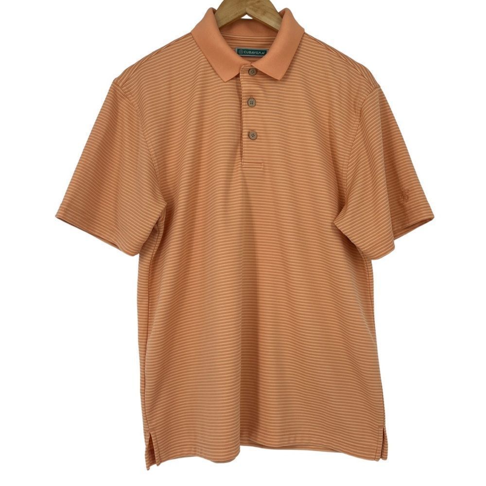 Cubavera Orange Ribbed Polo Shirt | Medium | Lightweight Golf Polo | Like New
